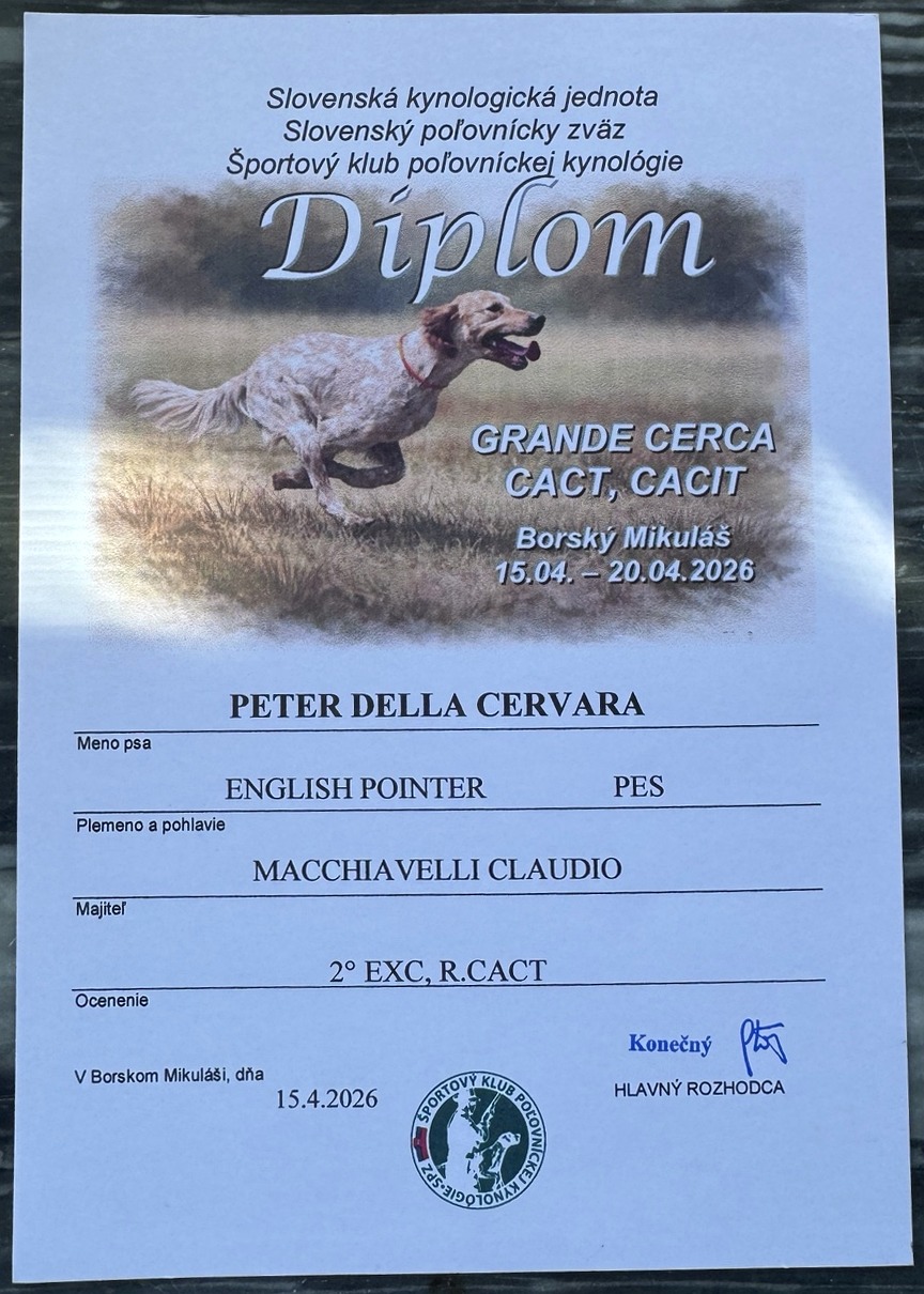 Peter della Cervara - Diploma 2 EXC R.CACT 15 aprile 2026