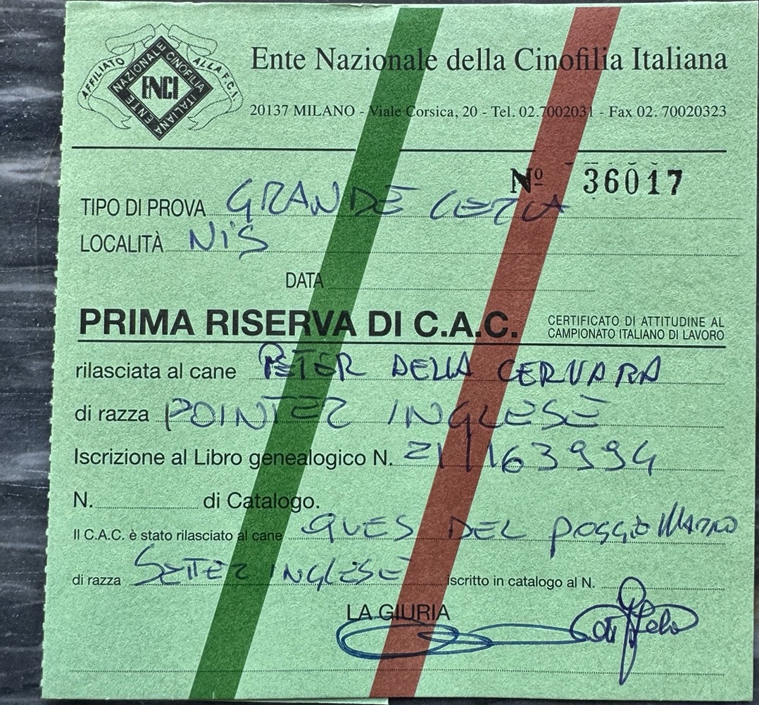 Peter della Cervara - Prima Riserva di CAC ENCI